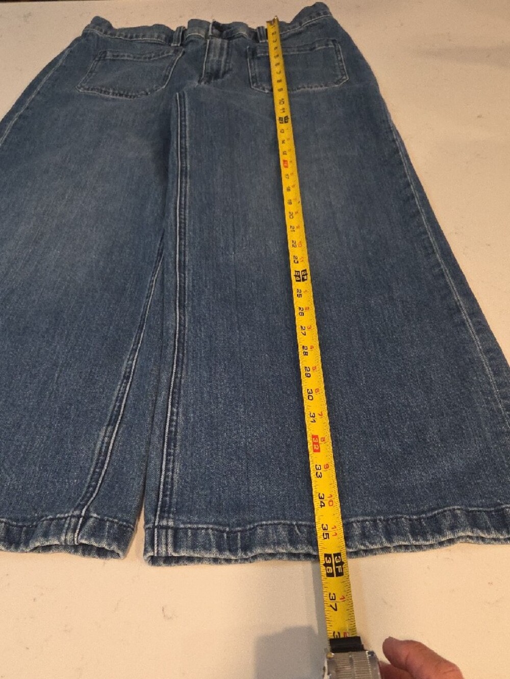 Point Sur J. Crew Mid-Blue Wide-Leg Crop Jeans - Picture 7 of 9
